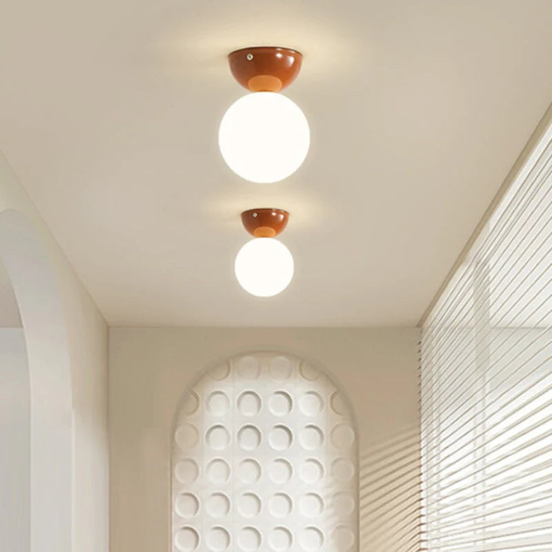 Vintage Metallo Vetro Plafoniera Rosso Verde Cromo