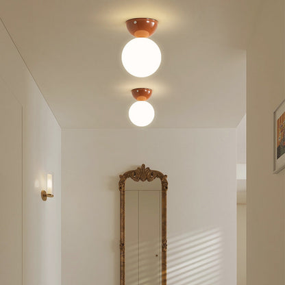 Vintage Metallo Vetro Plafoniera Rosso Verde Cromo