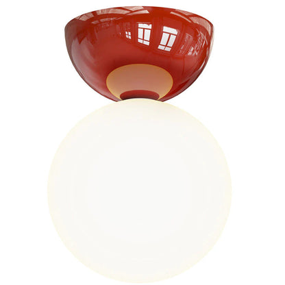 Vintage Metallo Vetro Plafoniera Rosso Verde Cromo