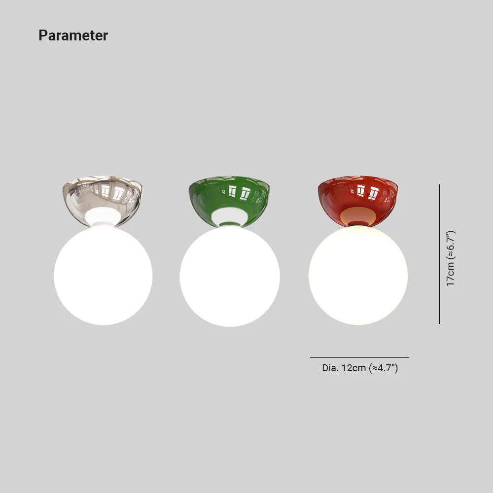 Vintage Metallo Vetro Plafoniera Rosso Verde Cromo