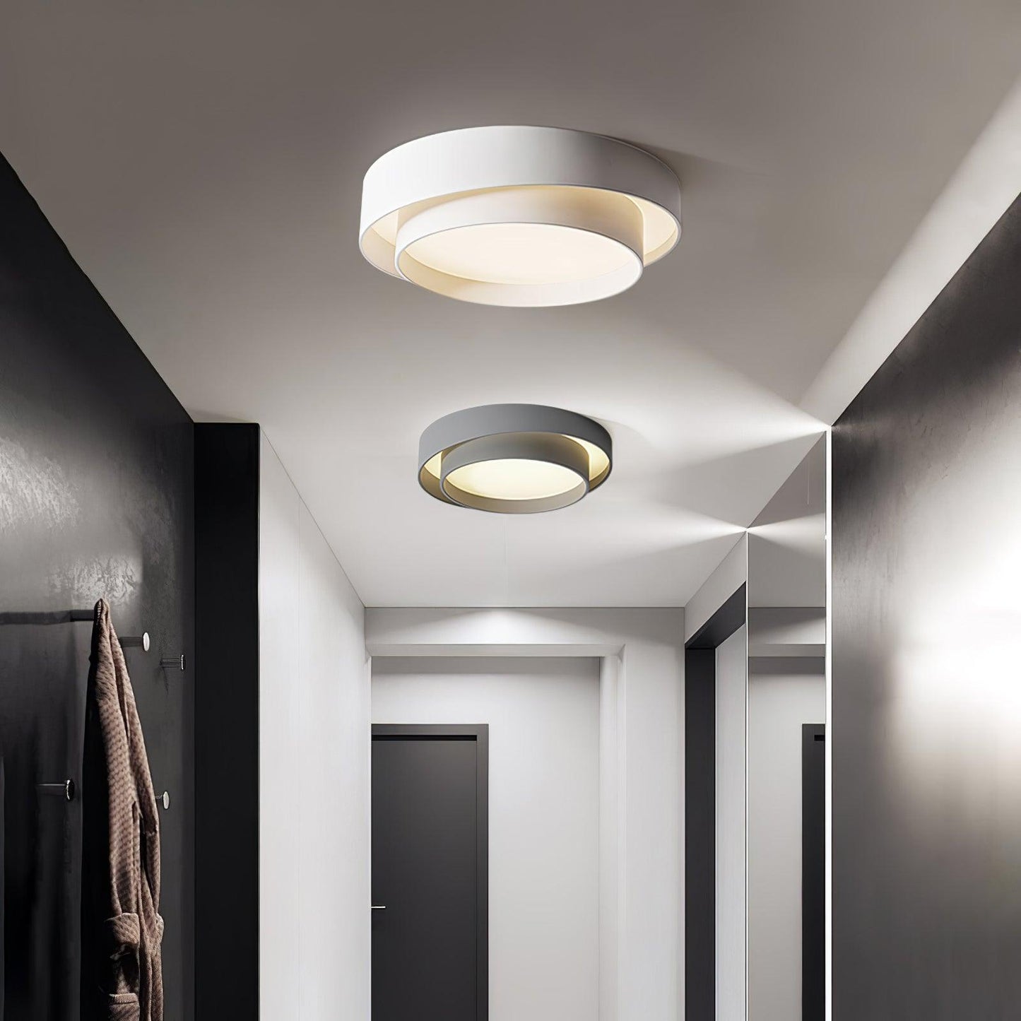 Lampada da Soffitto con Doppio Anello a Forma Cilindrica