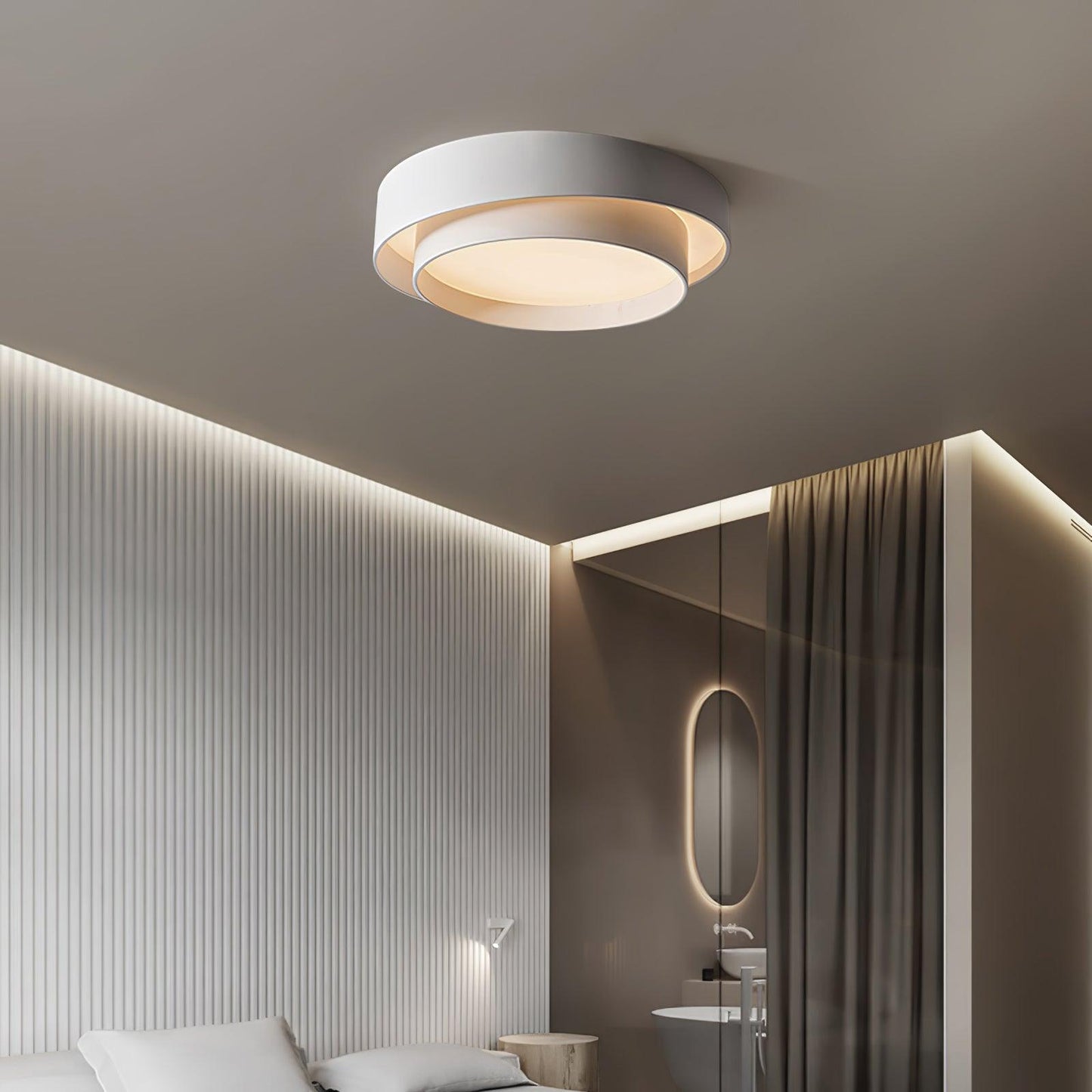 Lampada da Soffitto con Doppio Anello a Forma Cilindrica
