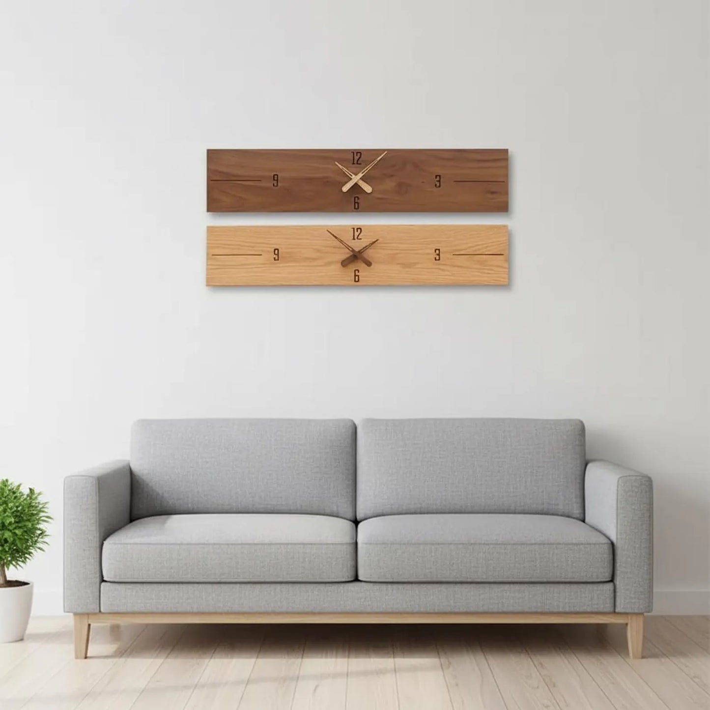 Orologio da parete in legno rettangolare moderno con numeri essenziali