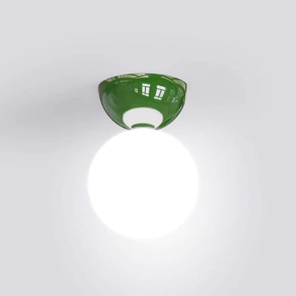 Vintage Metallo Vetro Plafoniera Rosso Verde Cromo